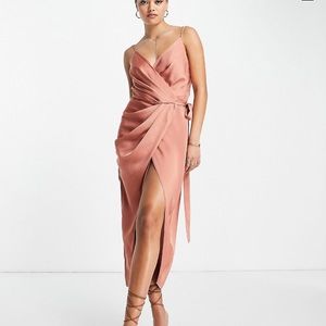 ASOS brand terracotta wrap dress